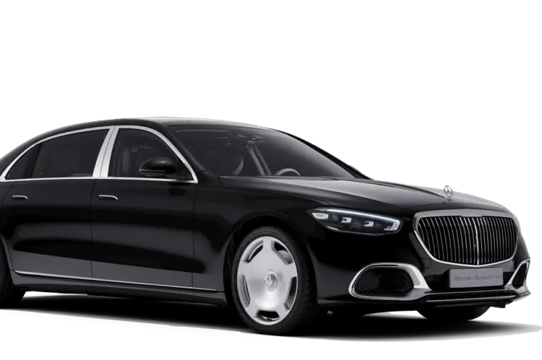 Schwarze Maybach Luxuslimousine mit eleganten Linien und modernen Designmerkmalen.